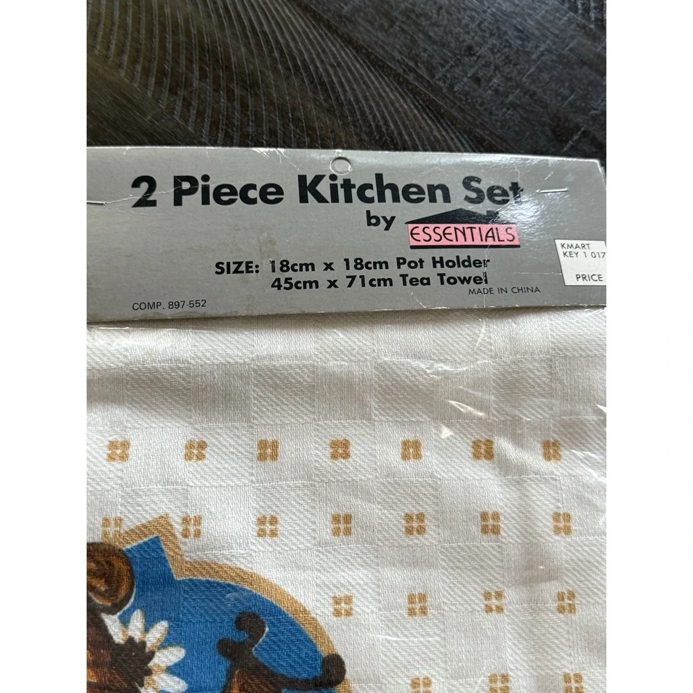 Vintage K-Mart Kitchen Tea‎ Towel Pot Holder Set Mushrooms
